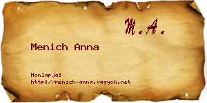 Menich Anna névjegykártya